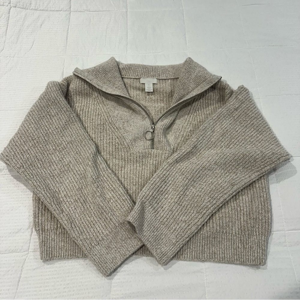 Large H&M wide collar quarter zip knitted sweater.